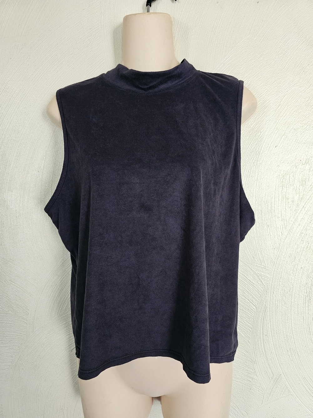 Nicki Minaj Sleeveless Mock Neck Suede Black Tank Size Womens XXL